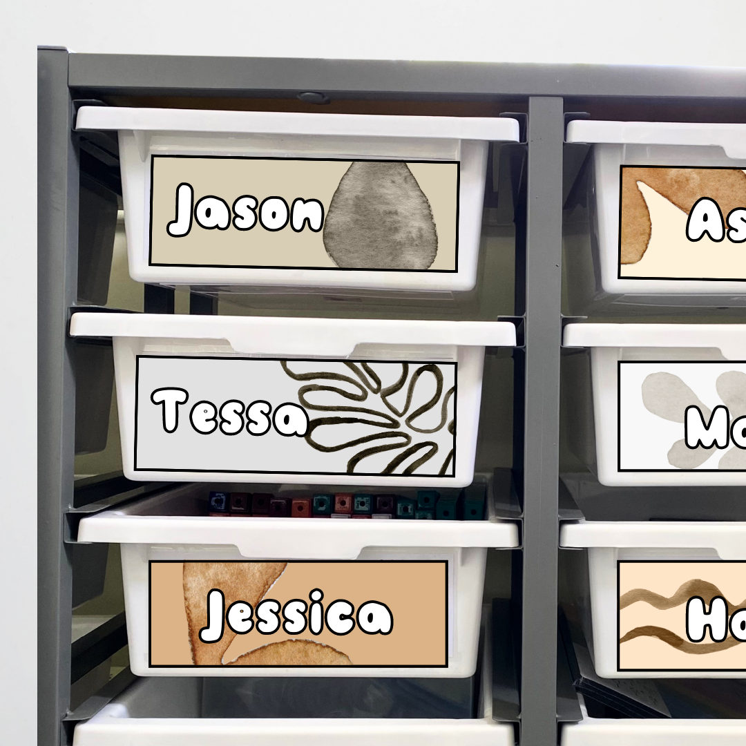 Matisse: Tote Tray Labels - Neutral Classroom Decor - Teacher Resources & Classroom Decor