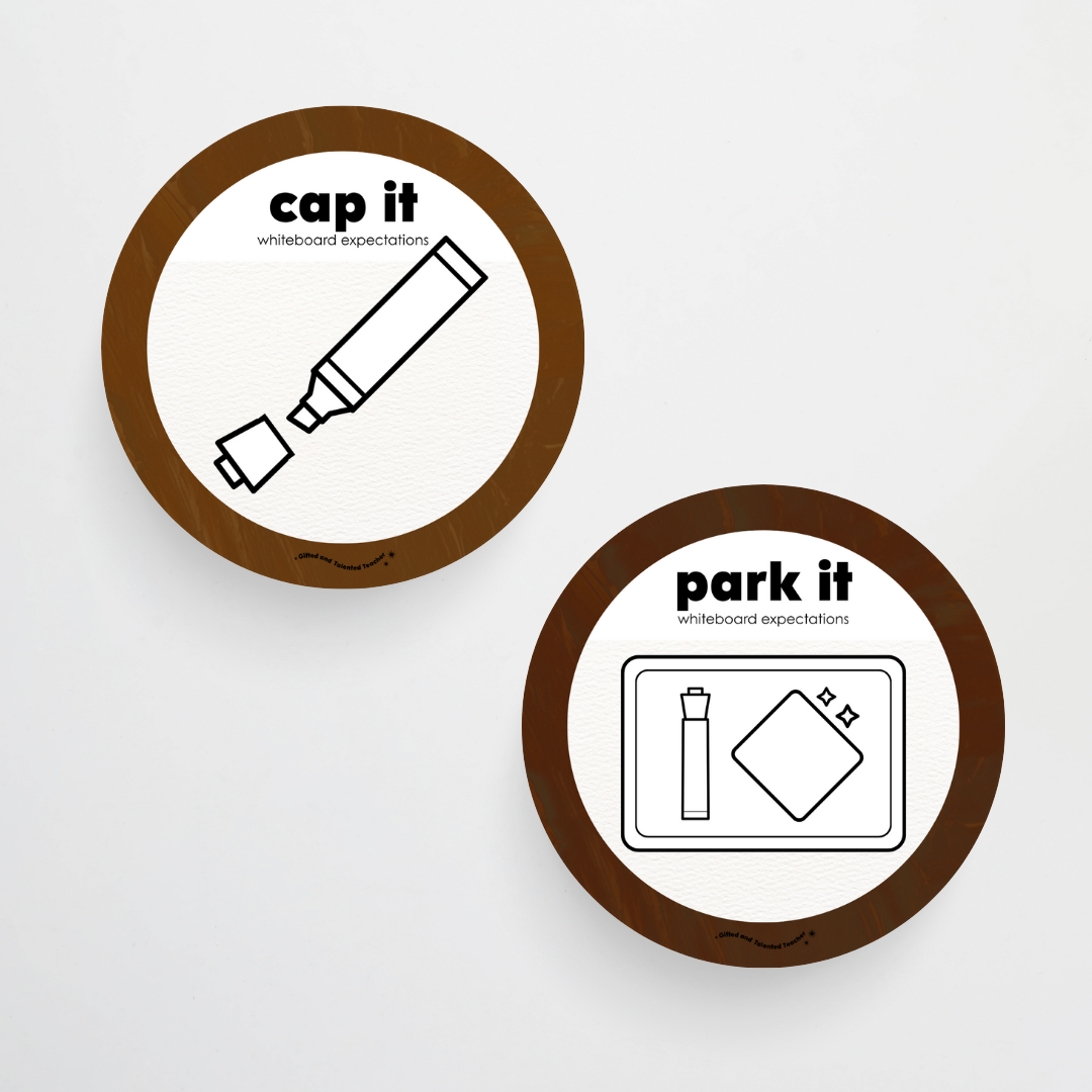 Whiteboard Expectations, Prompts and Cues: Circle Icons - Neutral Classroom Decor