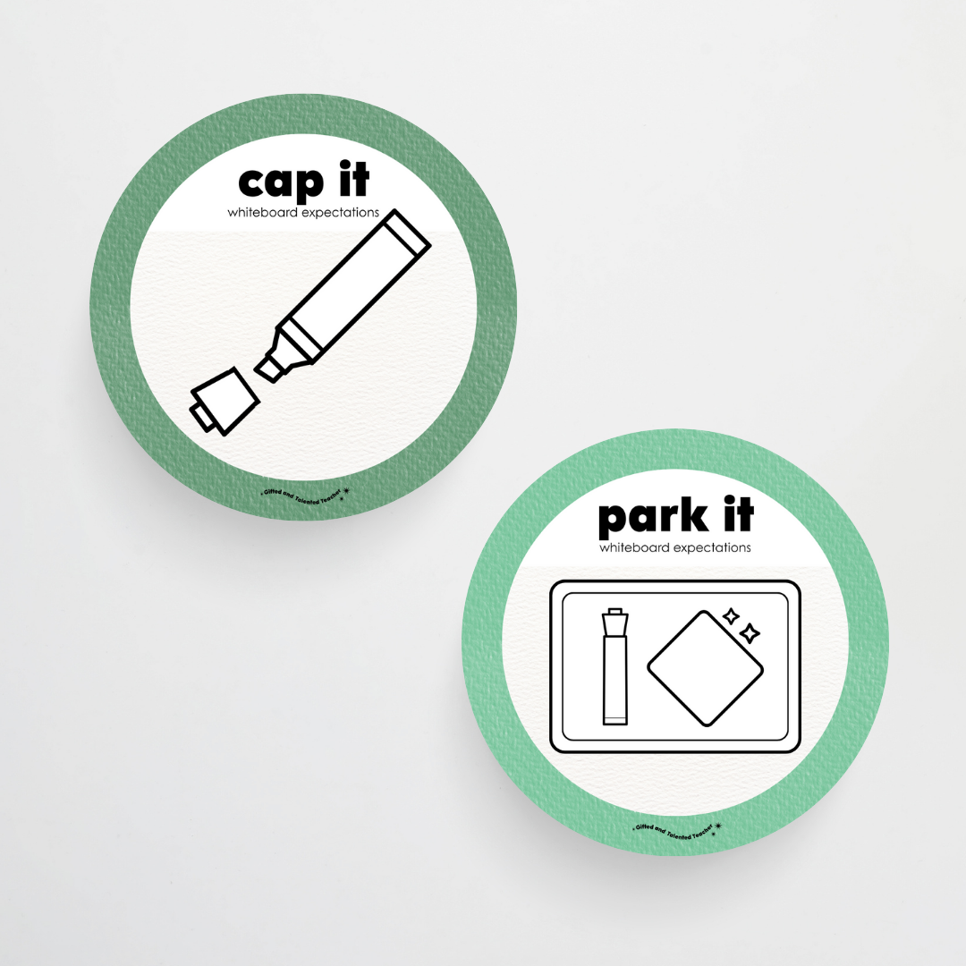 Whiteboard Expectations, Prompts and Cues: Circle Icons - Leafy Greens Classroom Decor