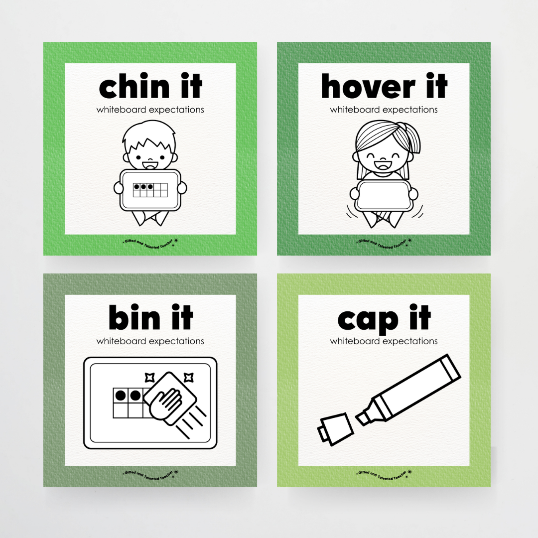 Whiteboard Expectations, Prompts and Cues: Square Icons - Leafy Greens Classroom Decor
