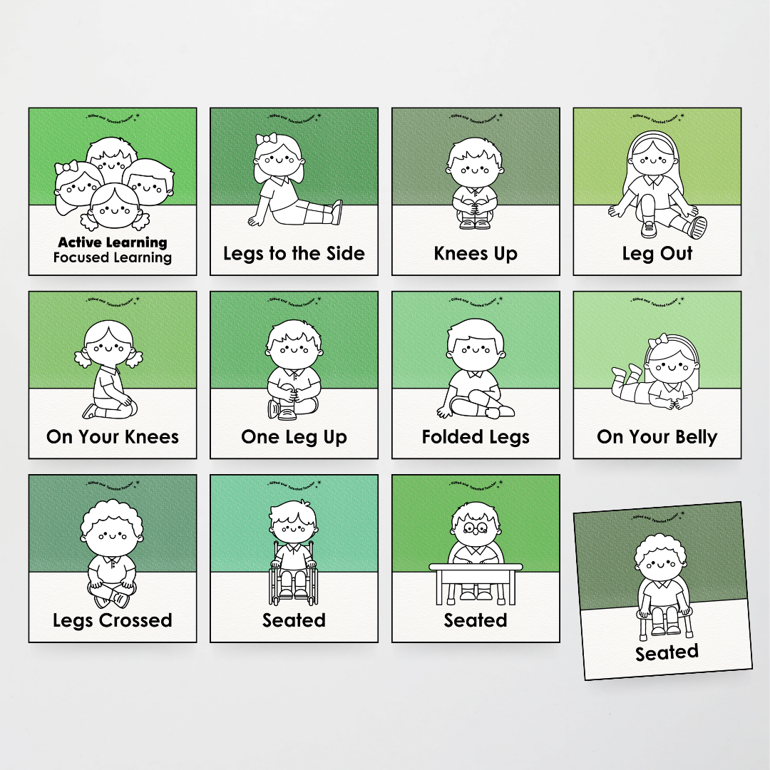 Inclusive Sitting Positions Editable Classroom Display - Leafy Greens Classroom Decor - Teacher Resources & Classroom Decor