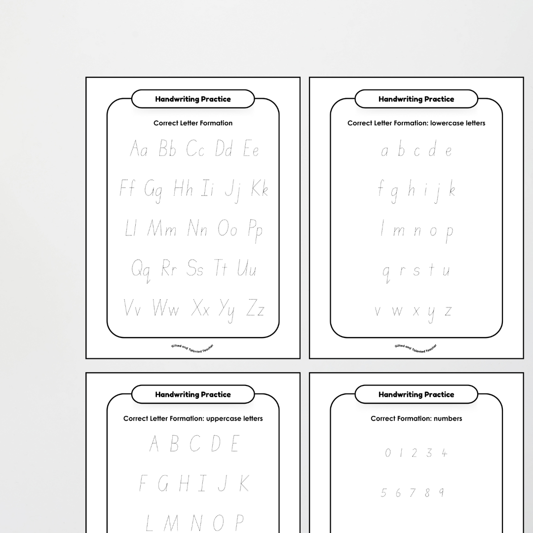 Tasmanian Print Font Handwriting Tracing Mats - Neutral - Teacher Resources & Classroom Decor