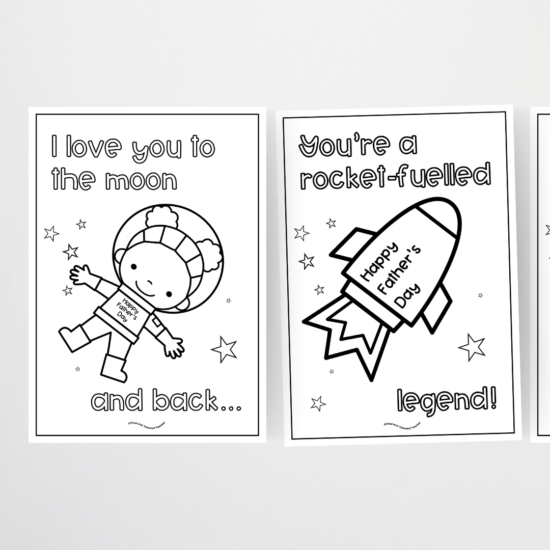 Space-Themed Father's Day Cards for the Classroom
