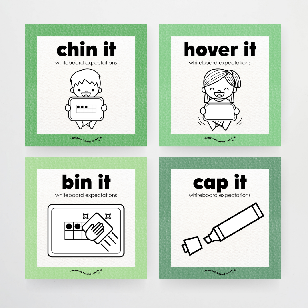 Whiteboard Expectations, Prompts and Cues: Square Icons - Leafy Greens Classroom Decor