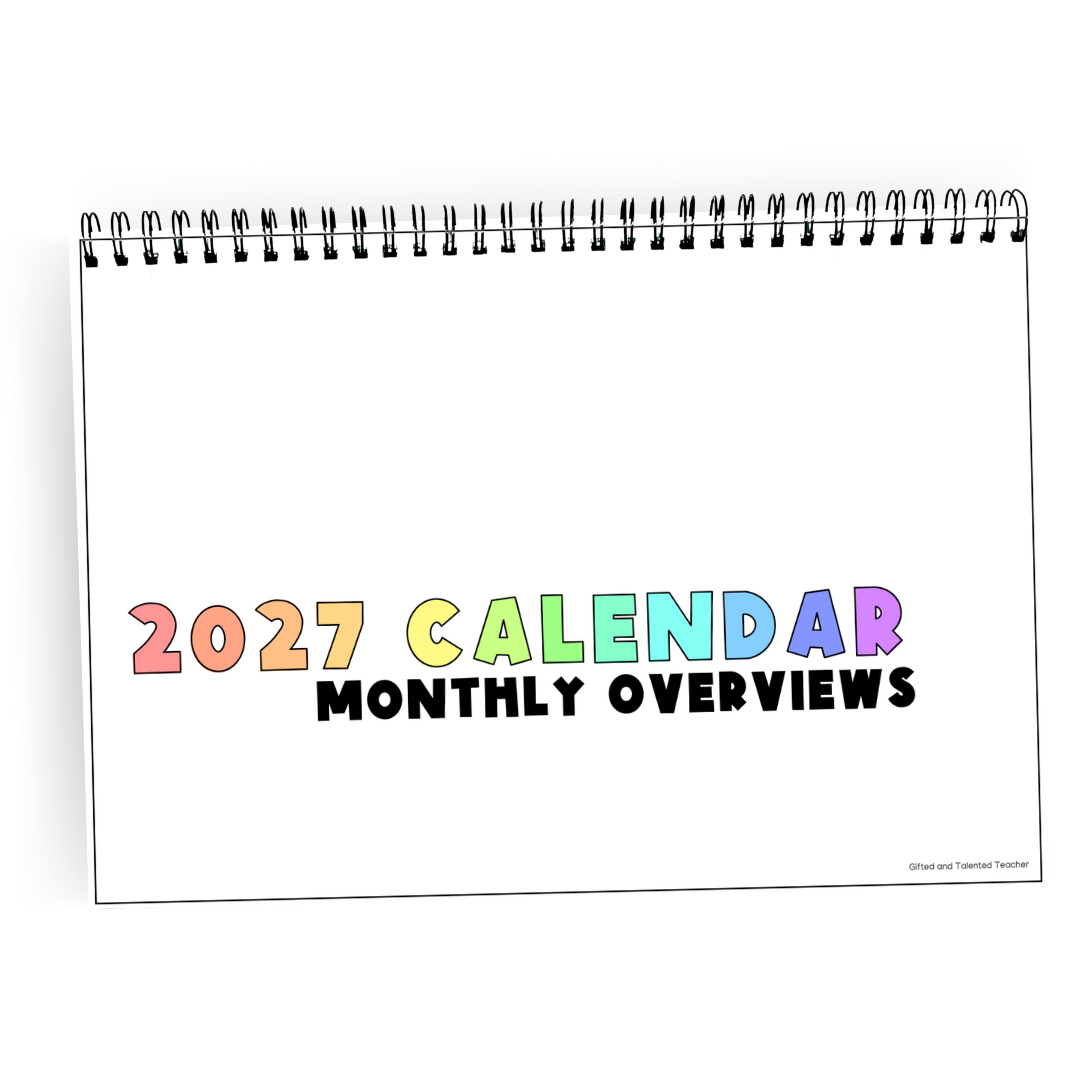 2027 Calendar: Bright Rainbow - Teacher Resources & Classroom Decor