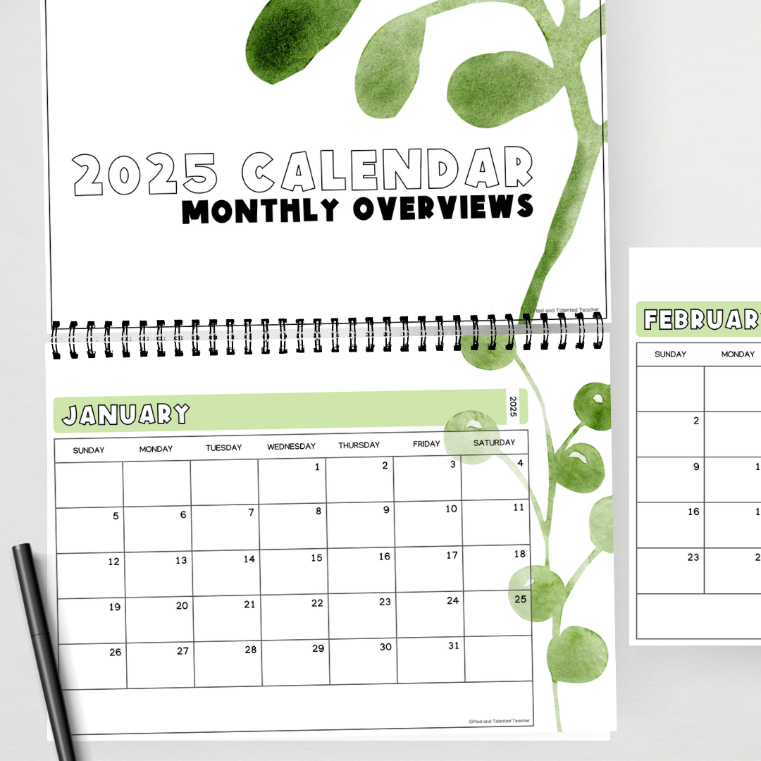 2025 Calendar - Leafy Greens Classroom Decor - Teacher Resources & Classroom Decor