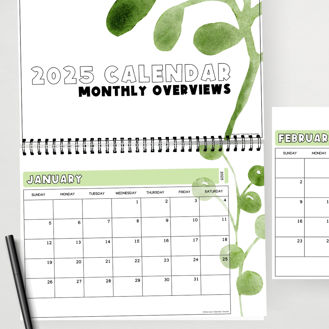 2025 Calendar Leafy Green