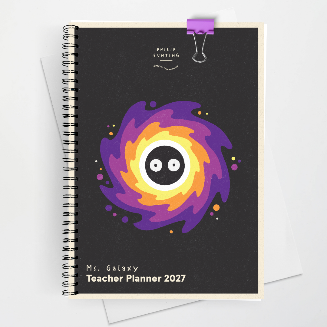 x Philip Bunting 2027 Weekly Teacher Planner: Black Hole - Watch this Space Classroom Decor