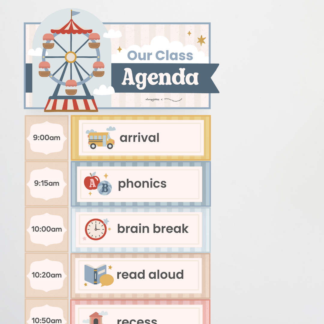 Visual Timetable Daily Schedule - Little Circus Classroom Decor
