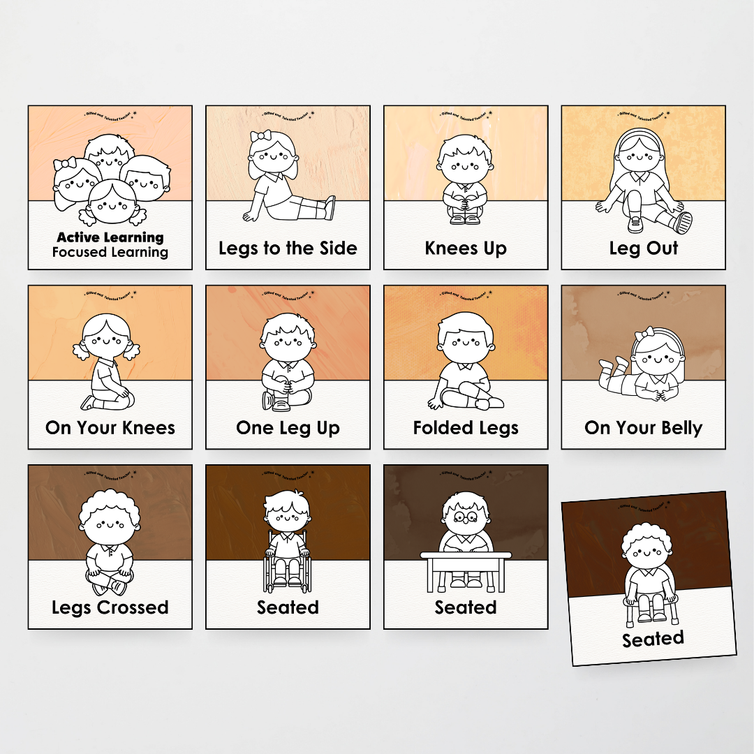 Inclusive Sitting Positions Editable Classroom Display - Neutral Classroom Decor - Teacher Resources & Classroom Decor