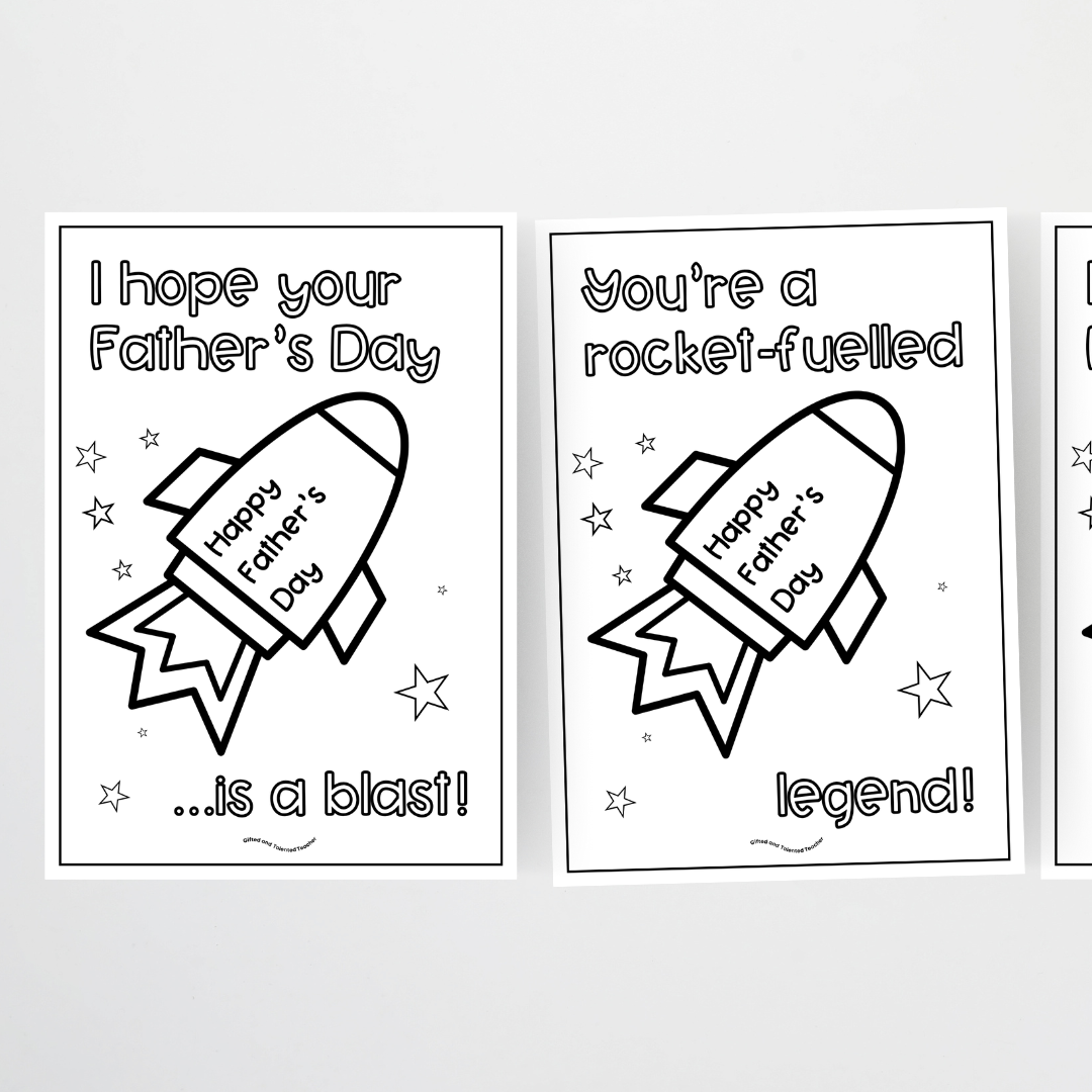 Space-Themed Father's Day Cards for the Classroom