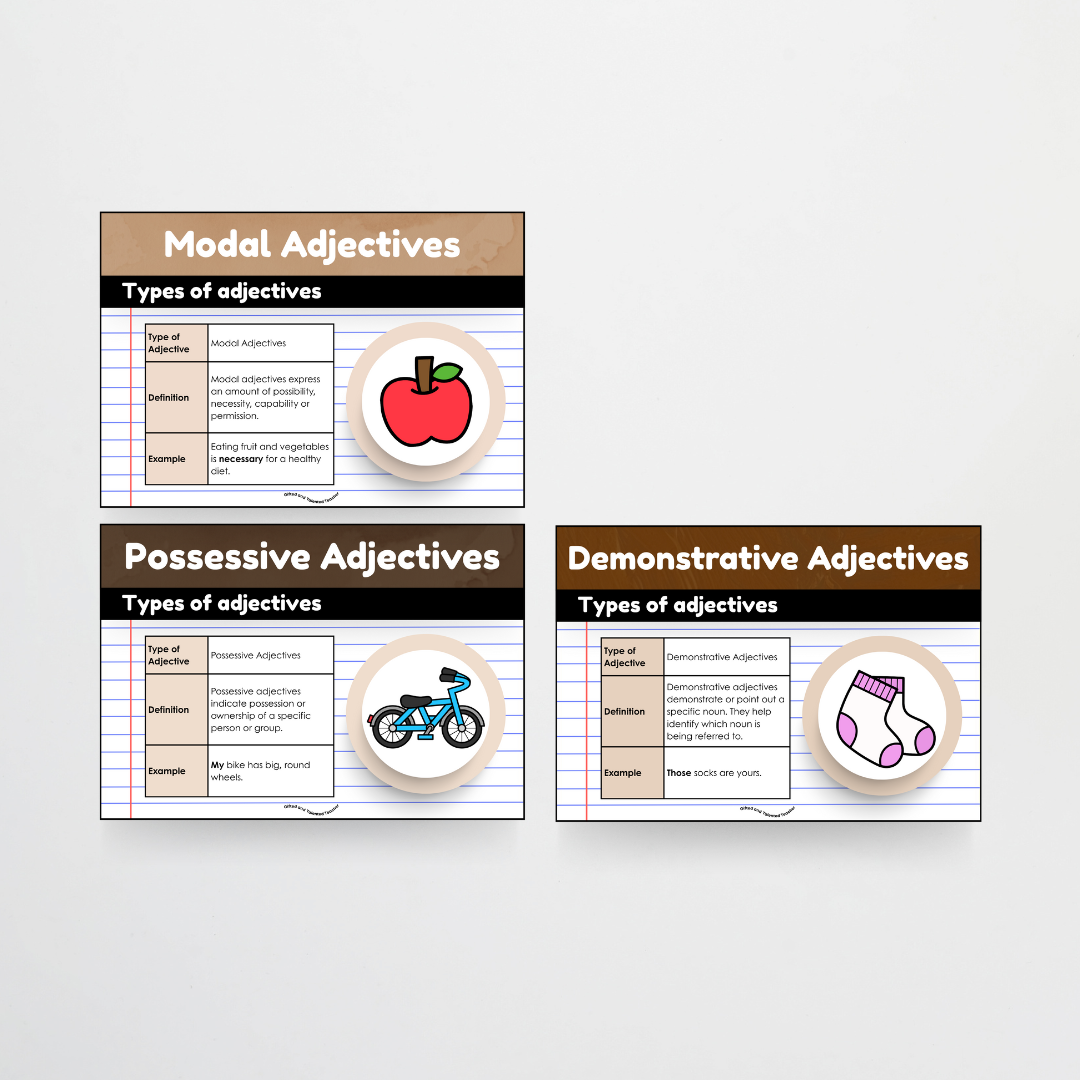 Adjectives: Parts of Speech Posters and Classroom Display - Neutral Classroom Decor - Teacher Resources & Classroom Decor