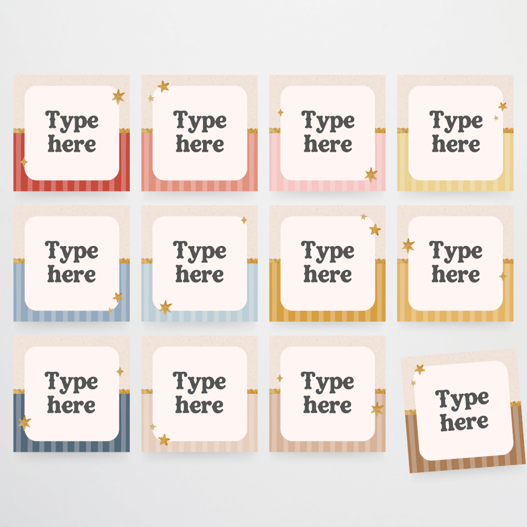 Square Labels - Little Circus Classroom Decor