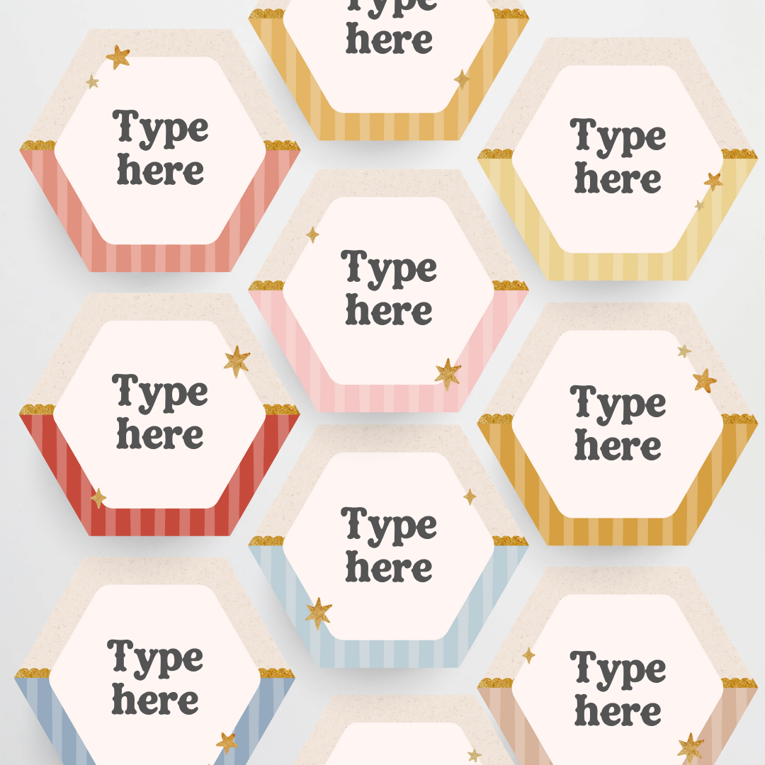 Hexagon Labels - Little Circus Classroom Decor