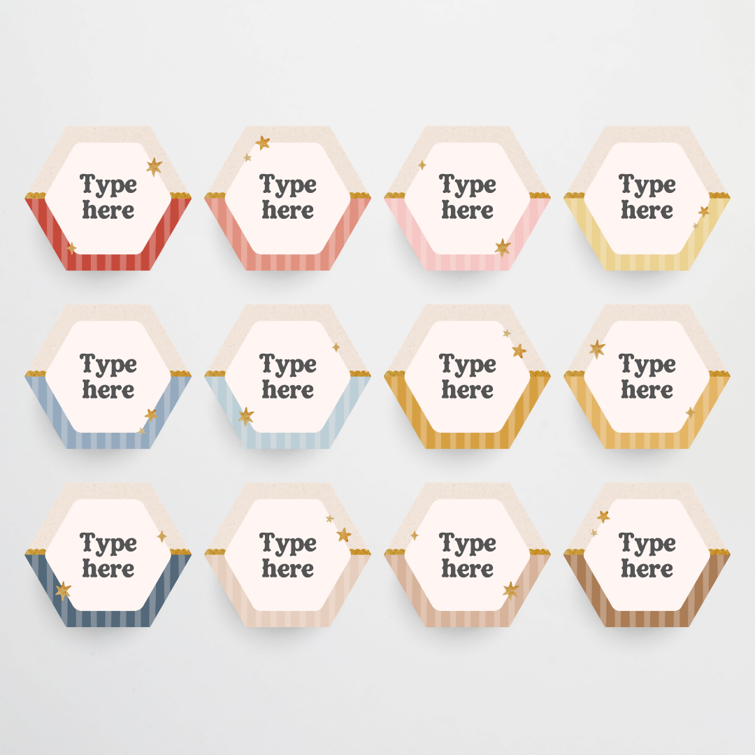 Hexagon Labels - Little Circus Classroom Decor
