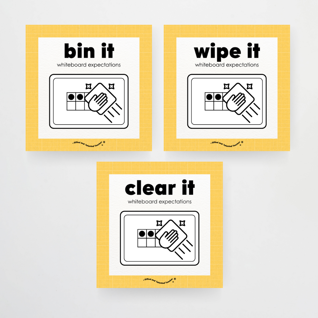 Mini Whiteboard Expectations, Prompts and Cues: Square Icons - Back To School Classroom Decor