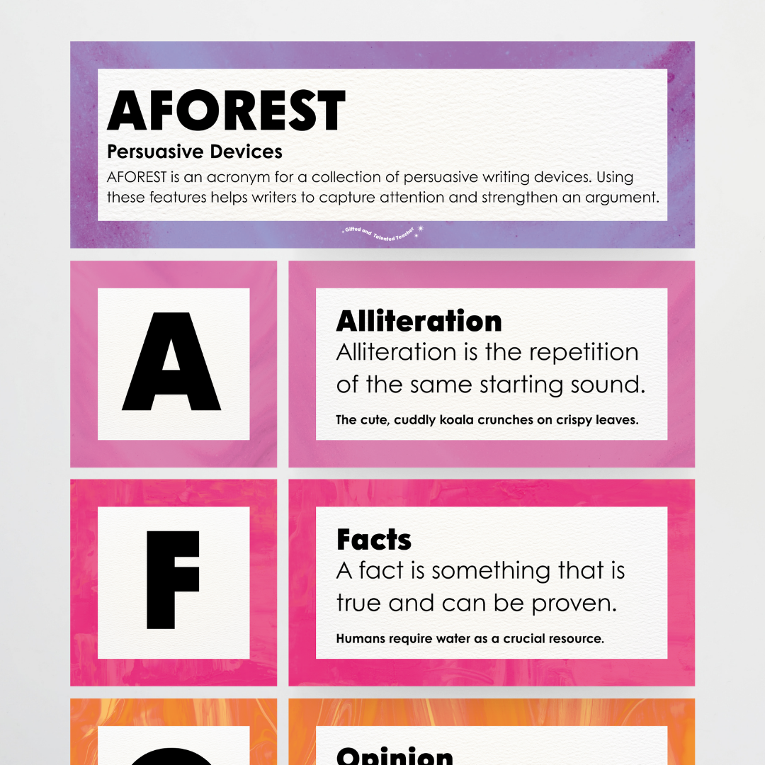 Persuasive Devices: AFOREST - Australian Fauna and Flora Classroom Decor - Teacher Resources & Classroom Decor