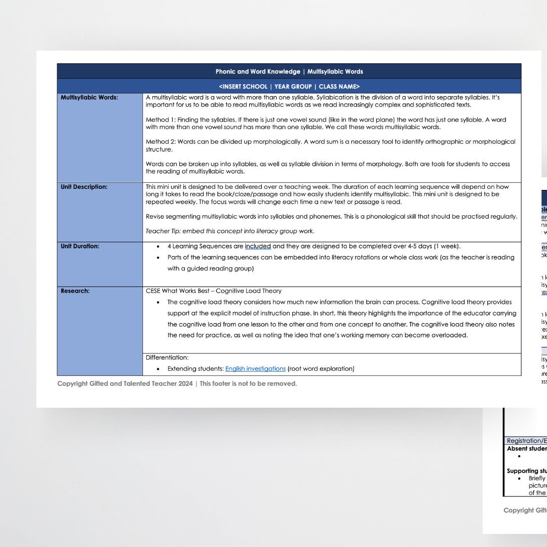Multisyllabic Words Lesson Sequence | Vocabulary - Teacher Resources & Classroom Decor