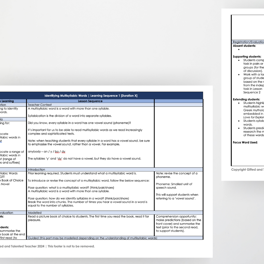 Multisyllabic Words Lesson Sequence | Vocabulary - Teacher Resources & Classroom Decor