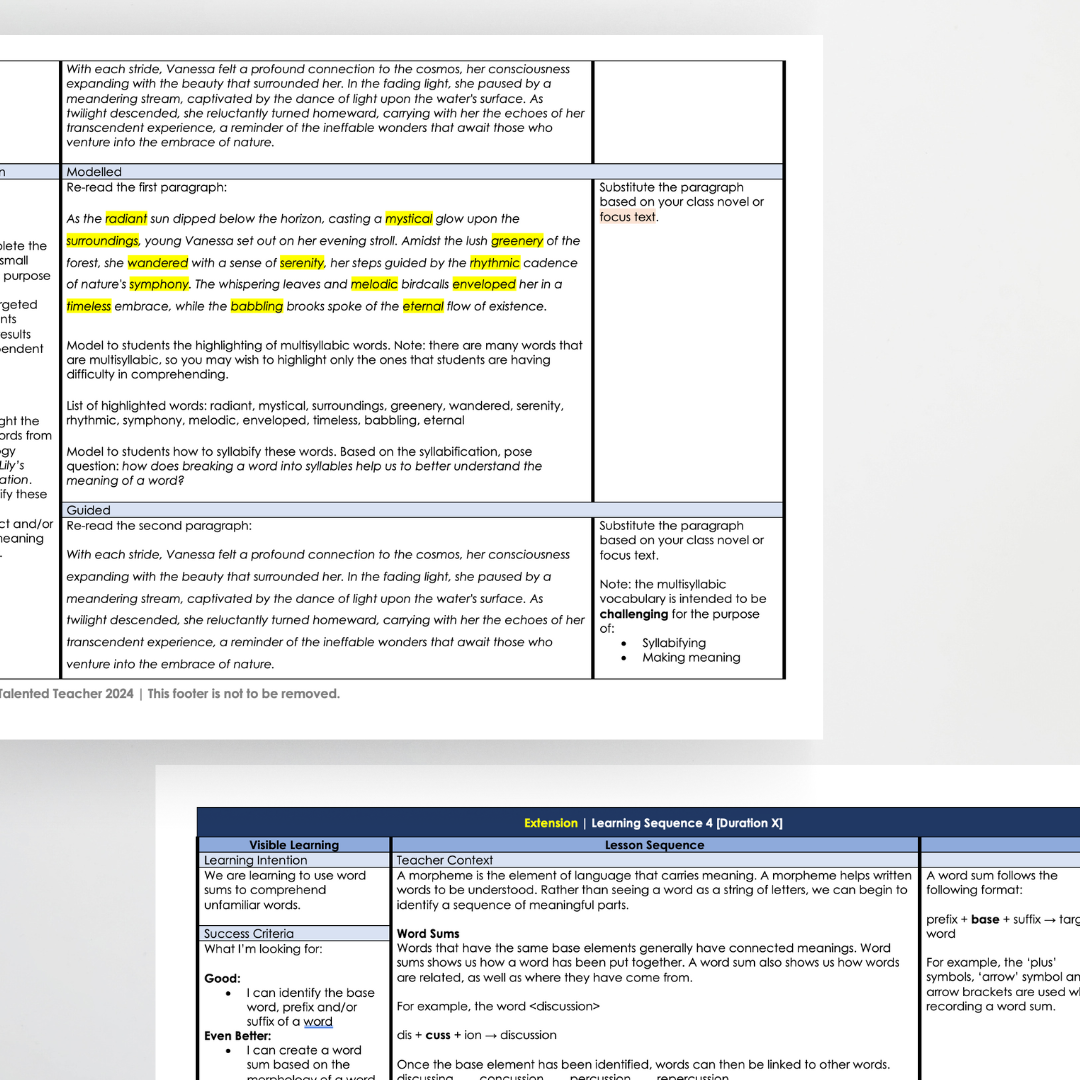 Multisyllabic Words Lesson Sequence | Vocabulary - Teacher Resources & Classroom Decor