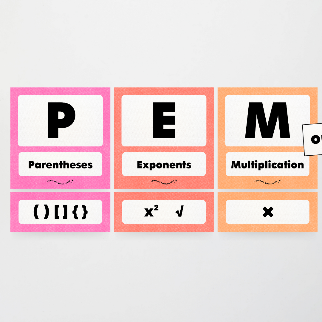 PEMDAS Order of Operations - Rainbow Classroom Decor - Teacher Resources & Classroom Decor