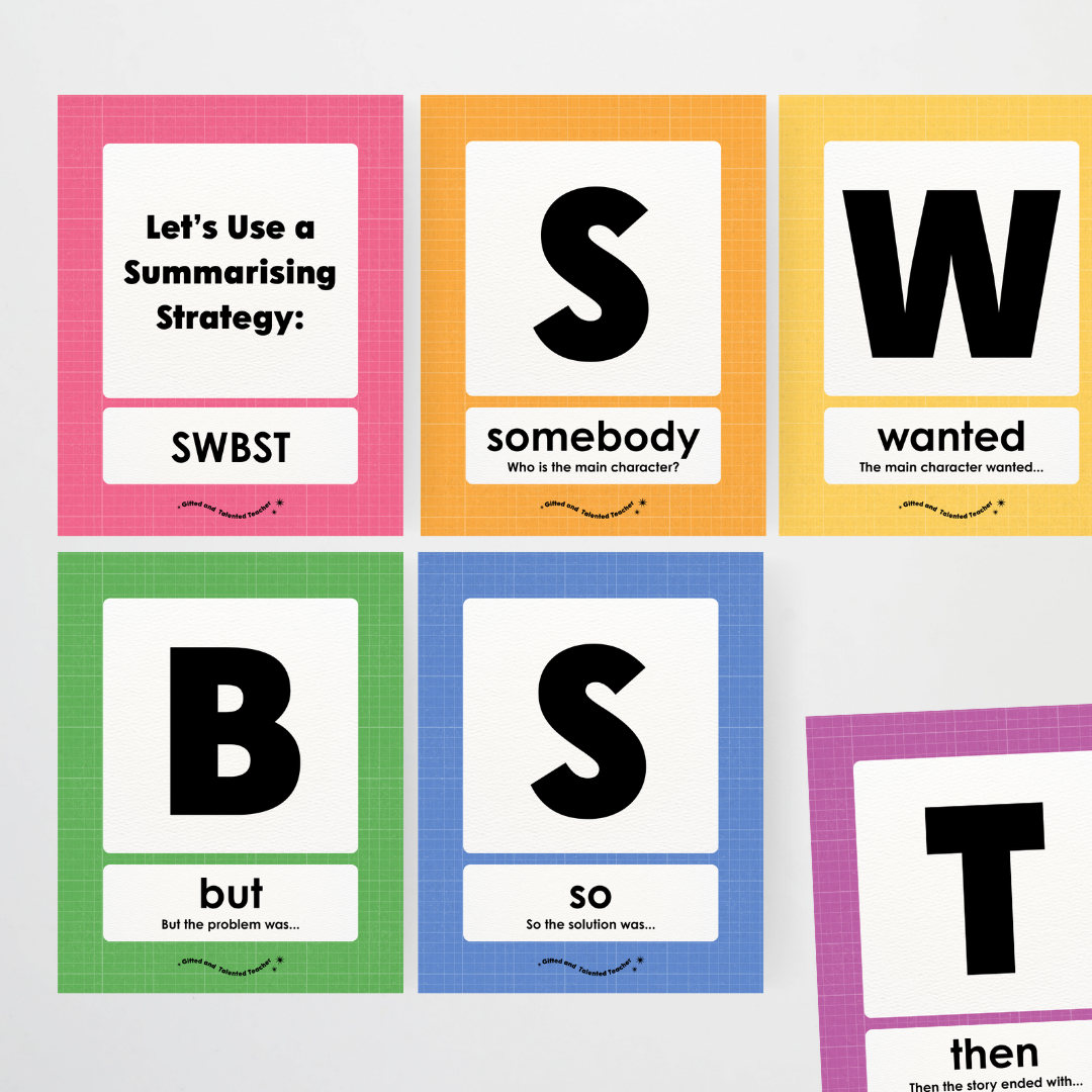 Summarising the Text: SWBST Somebody, Wanted, But, So Then - Back To School Classroom Decor