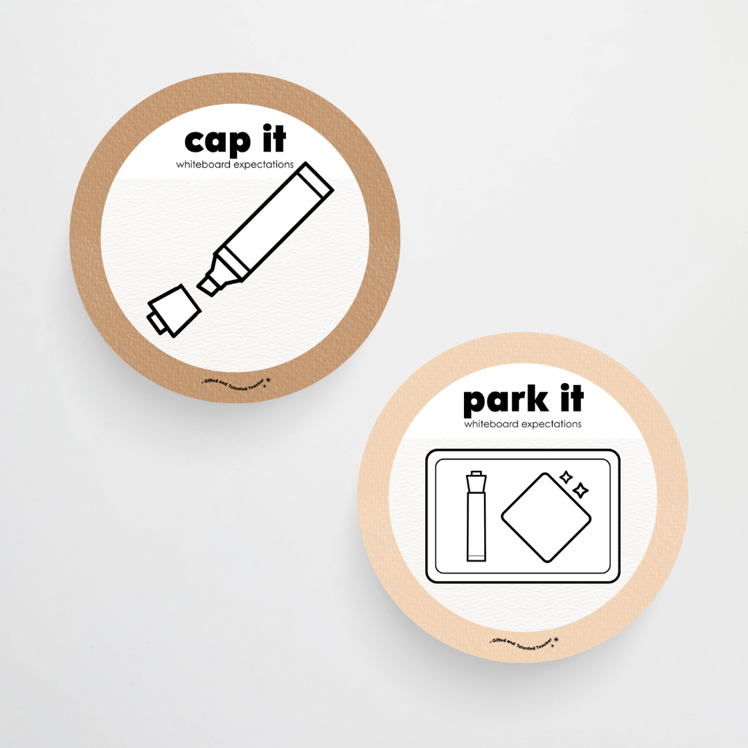Mini Whiteboard Expectations, Prompts and Cues: Circle Icons - Woodland Classroom Decor