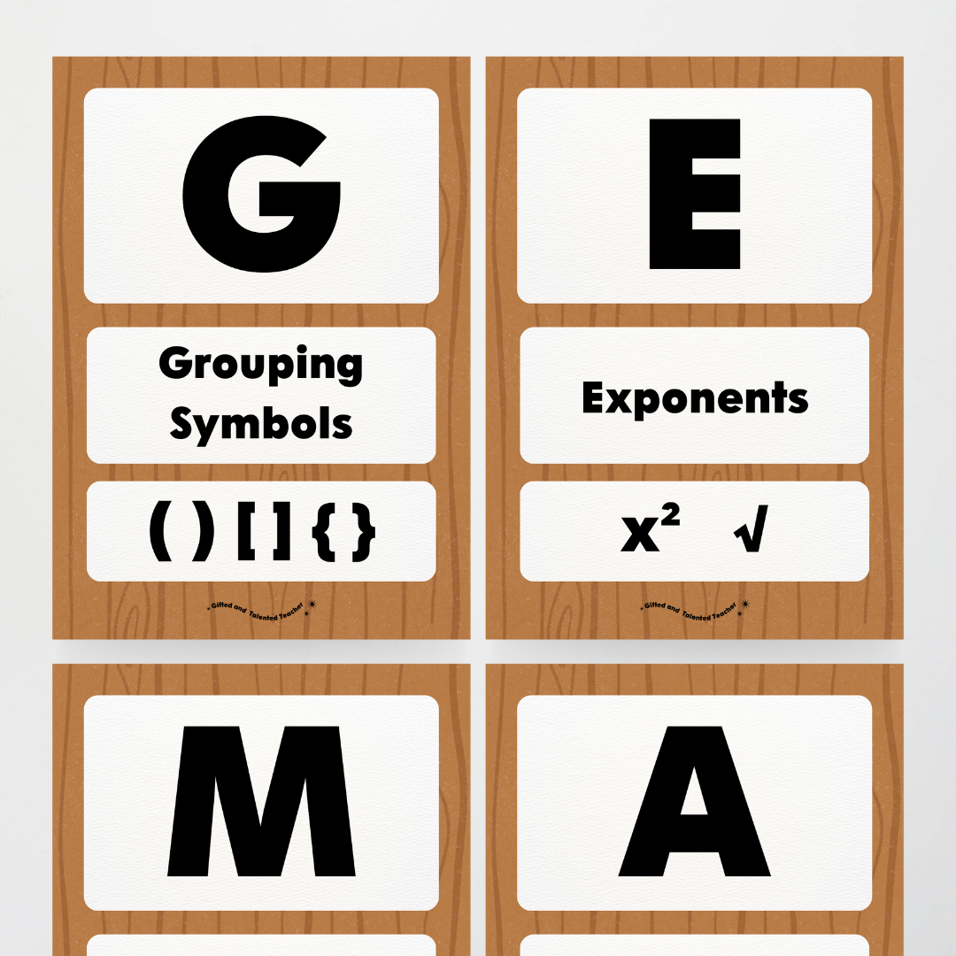 GEMA Order of Operations - Back To School Classroom Decor