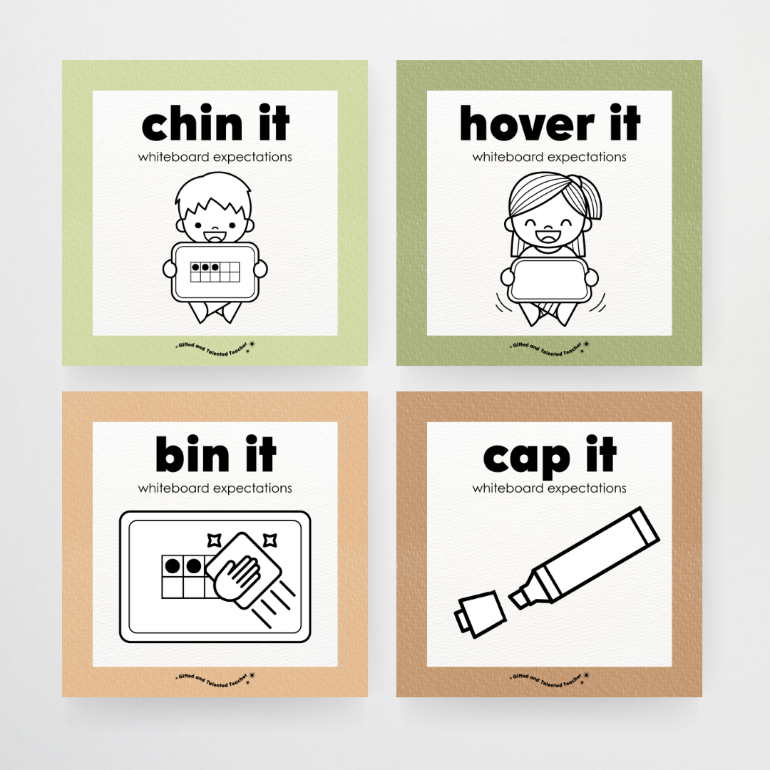 Mini Whiteboard Expectations, Prompts and Cues: Square Icons - Woodland Classroom Decor
