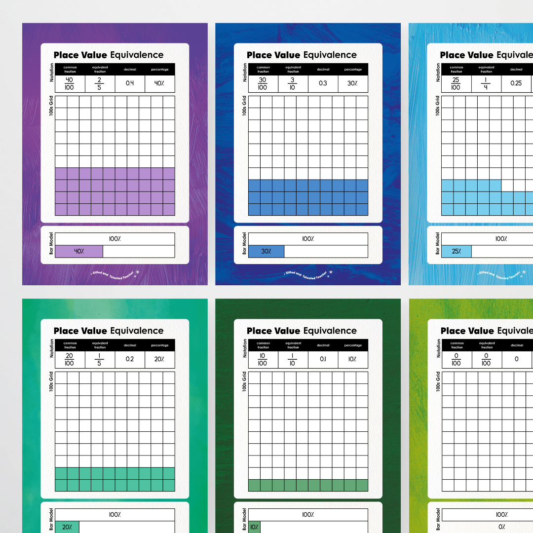 Place Value Equivalence Posters: Benchmark Fractions - Insect Life Classroom Decor