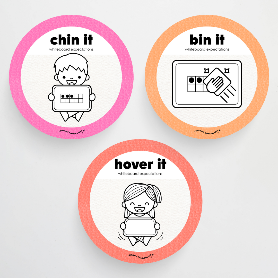 Whiteboard Expectations, Prompts and Cues: Circle Icons - Rainbow Classroom Decor