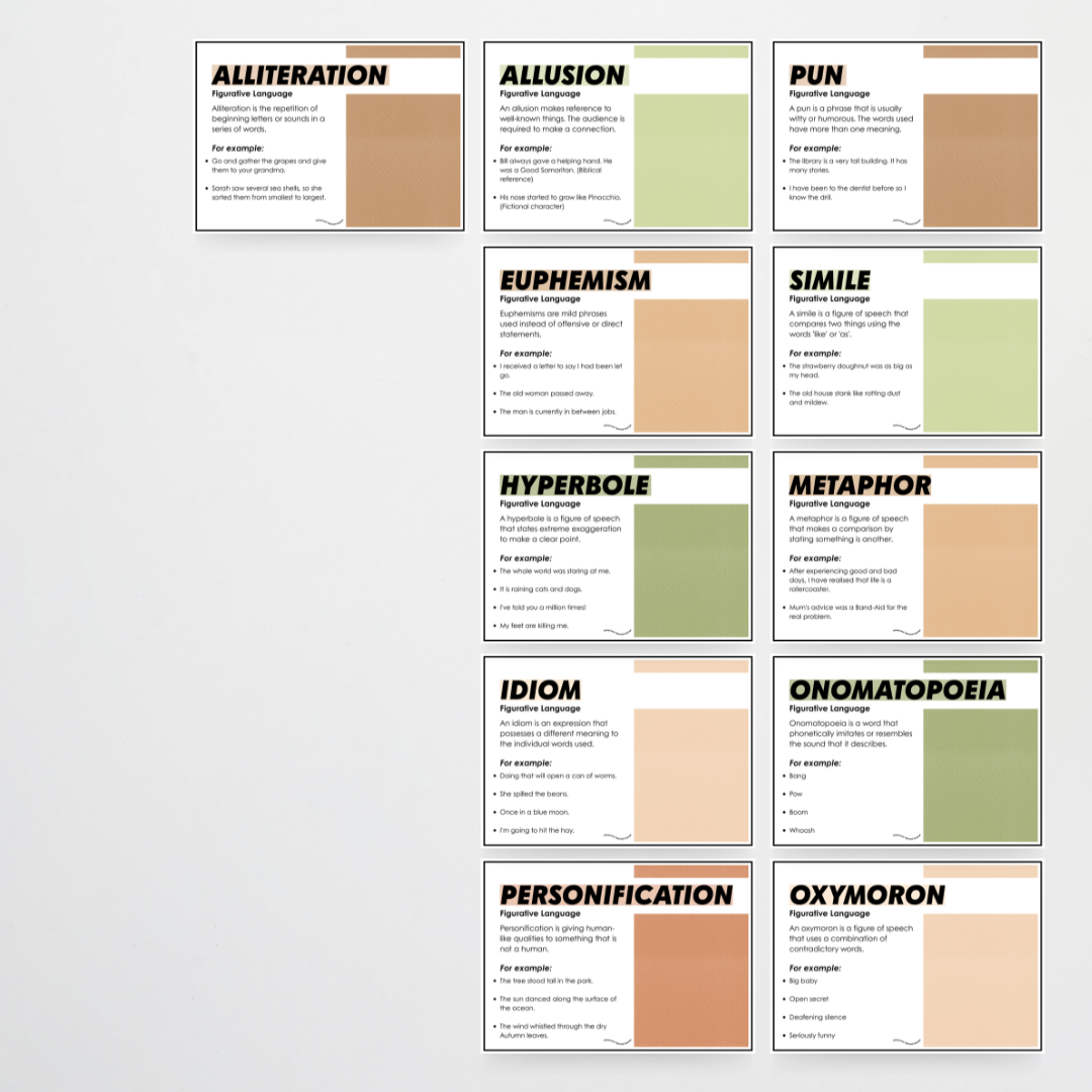 Figurative Language Classroom Posters - Woodland Classroom Decor