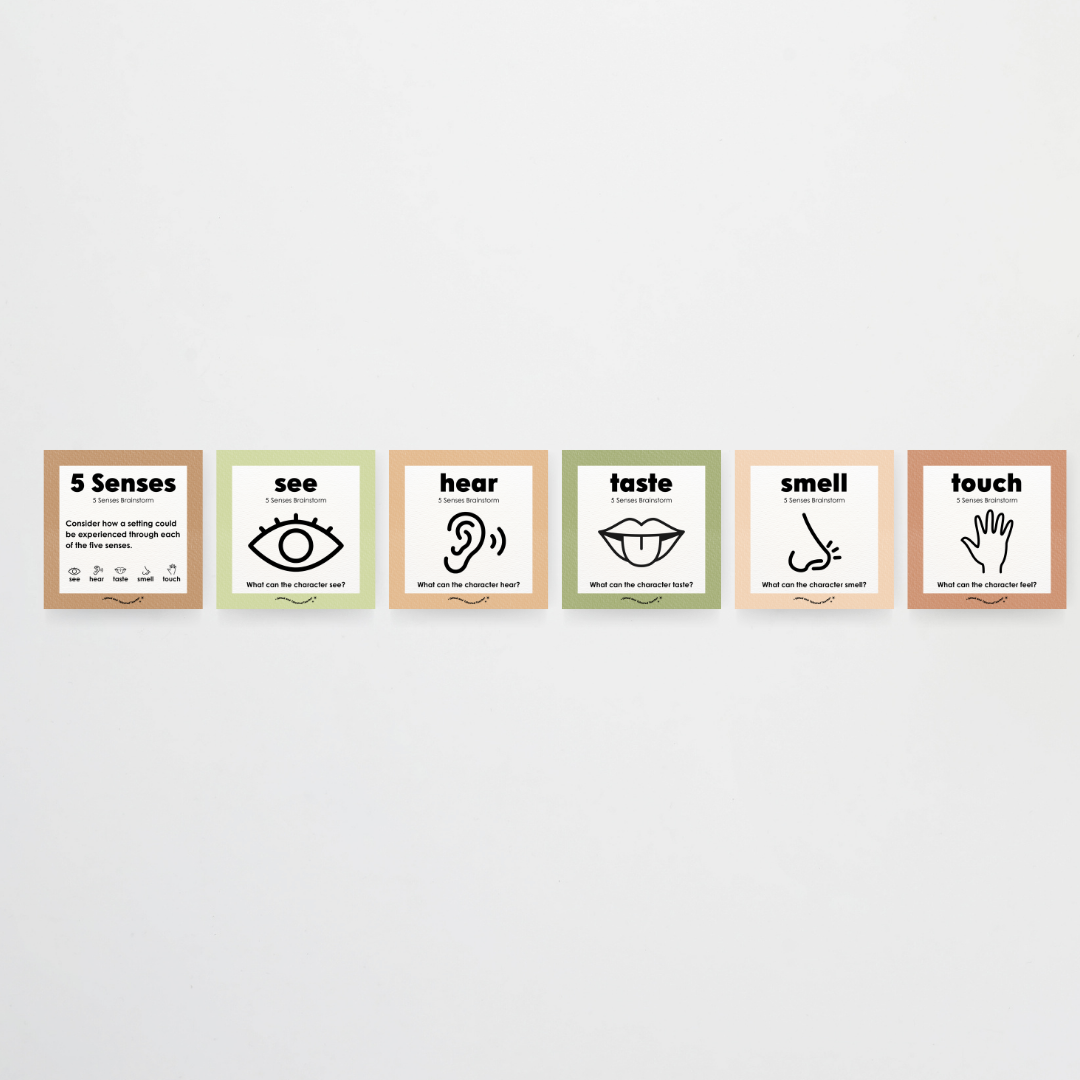 5 Senses Brainstorm Posters - Woodland Classroom Decor
