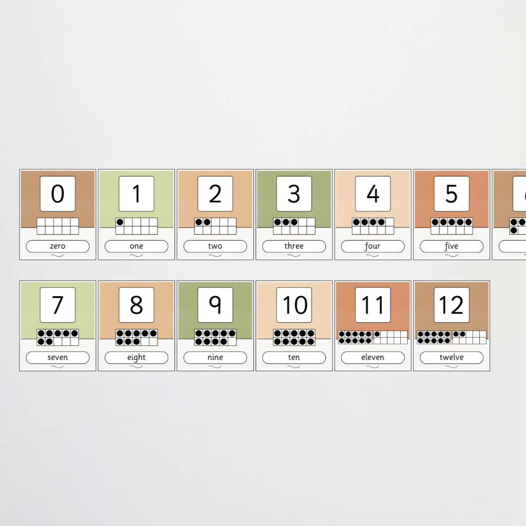 Ten Frames Number Posters - Woodland Classroom Decor