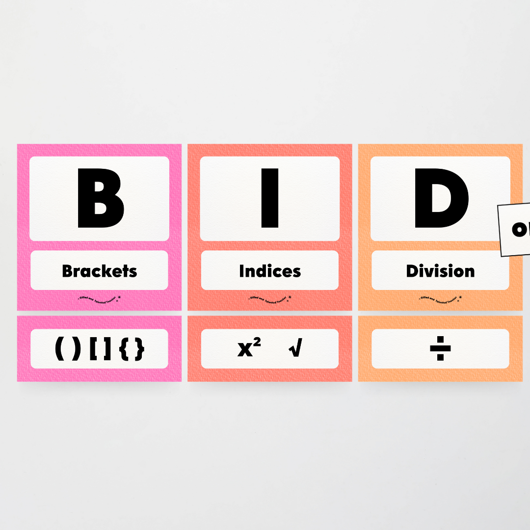 BIDMAS Order of Operations - Rainbow Classroom Decor - Teacher Resources & Classroom Decor