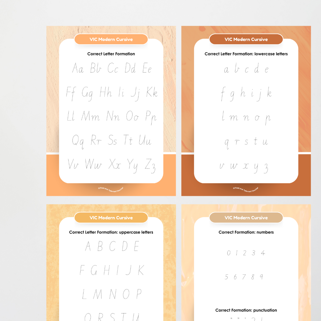 Victorian Modern Cursive Handwriting Tracing Mats - Neutral - Teacher Resources & Classroom Decor