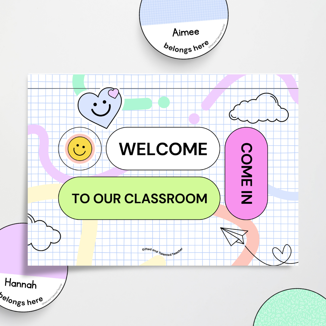 Welcome Door Display - School Doodles Classroom Decor - Teacher Resources & Classroom Decor