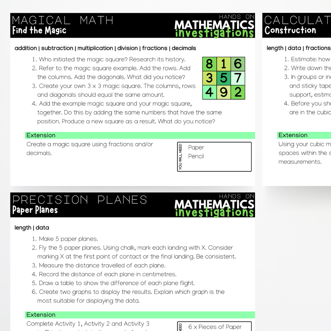 Volume 1: Hands On Mathematics Investigation - Teacher Resources & Classroom Decor