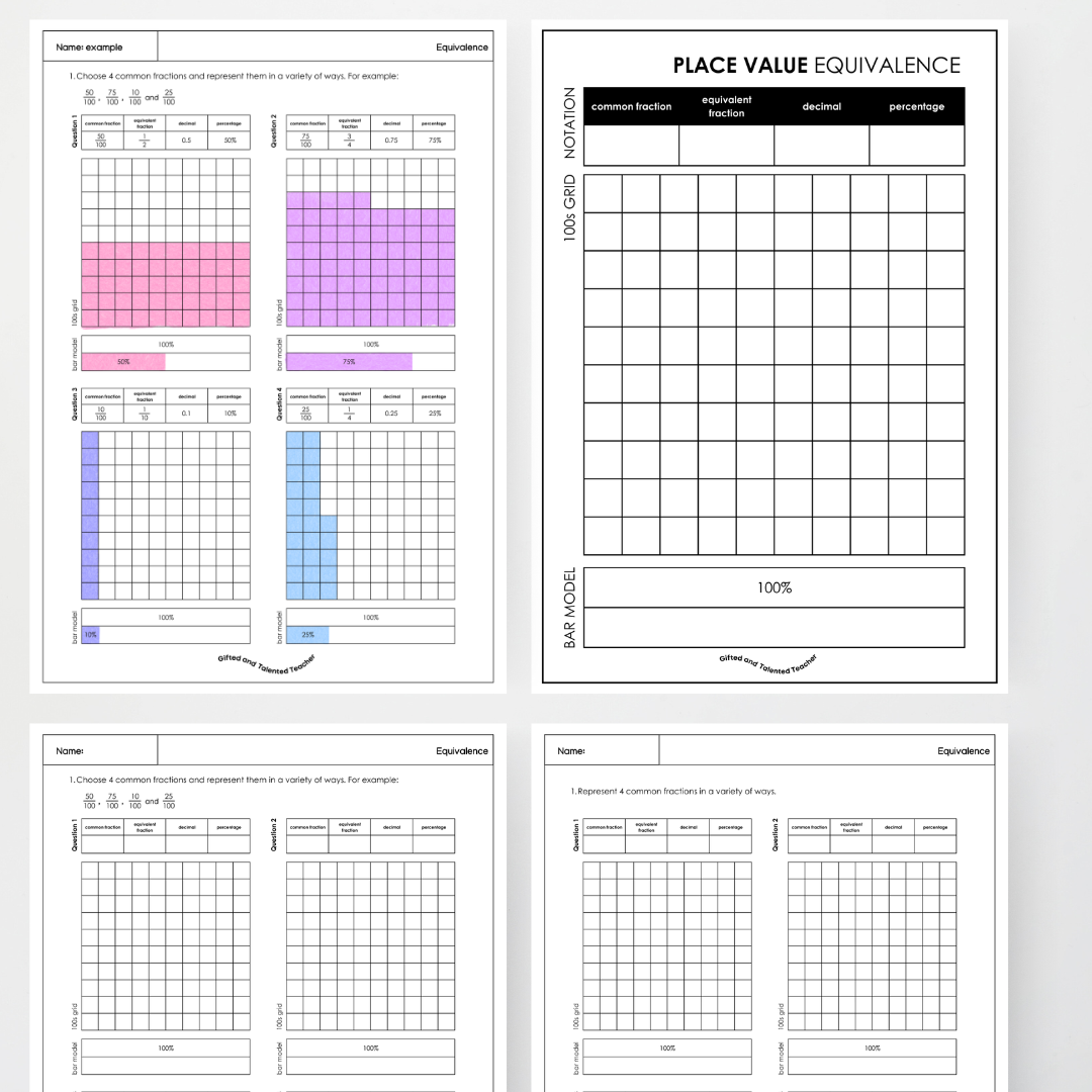 Place Value Equivalence Activity: Benchmark Fractions - Teacher Resources & Classroom Decor