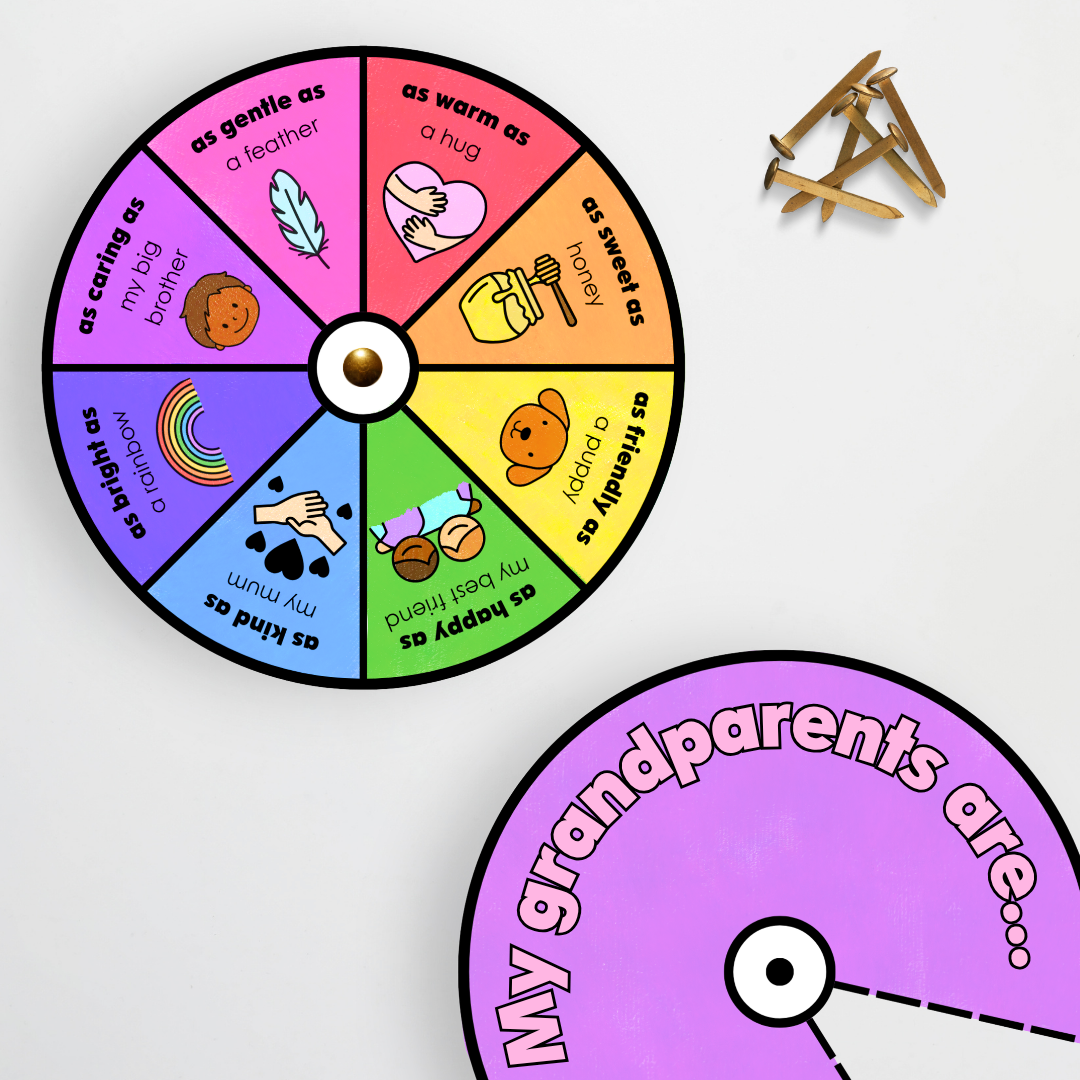 Grandparents’ Day Spin Wheel Craft: Figurative Language Simile Writing Activity - Teacher Resources & Classroom Decor