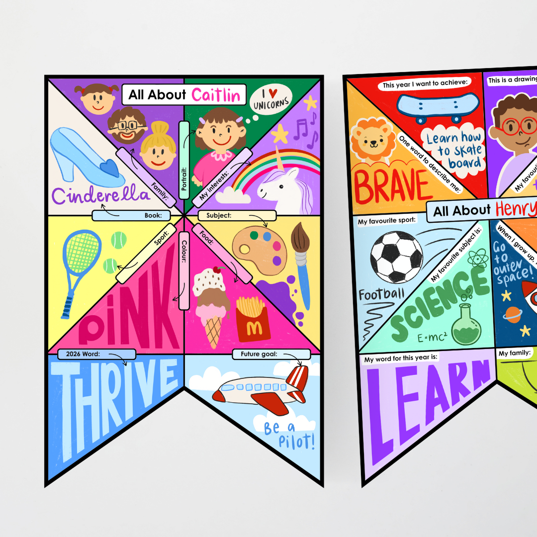All About Me Bunting: Sectioned Bunting Activity - Back to School (Upper Grades)