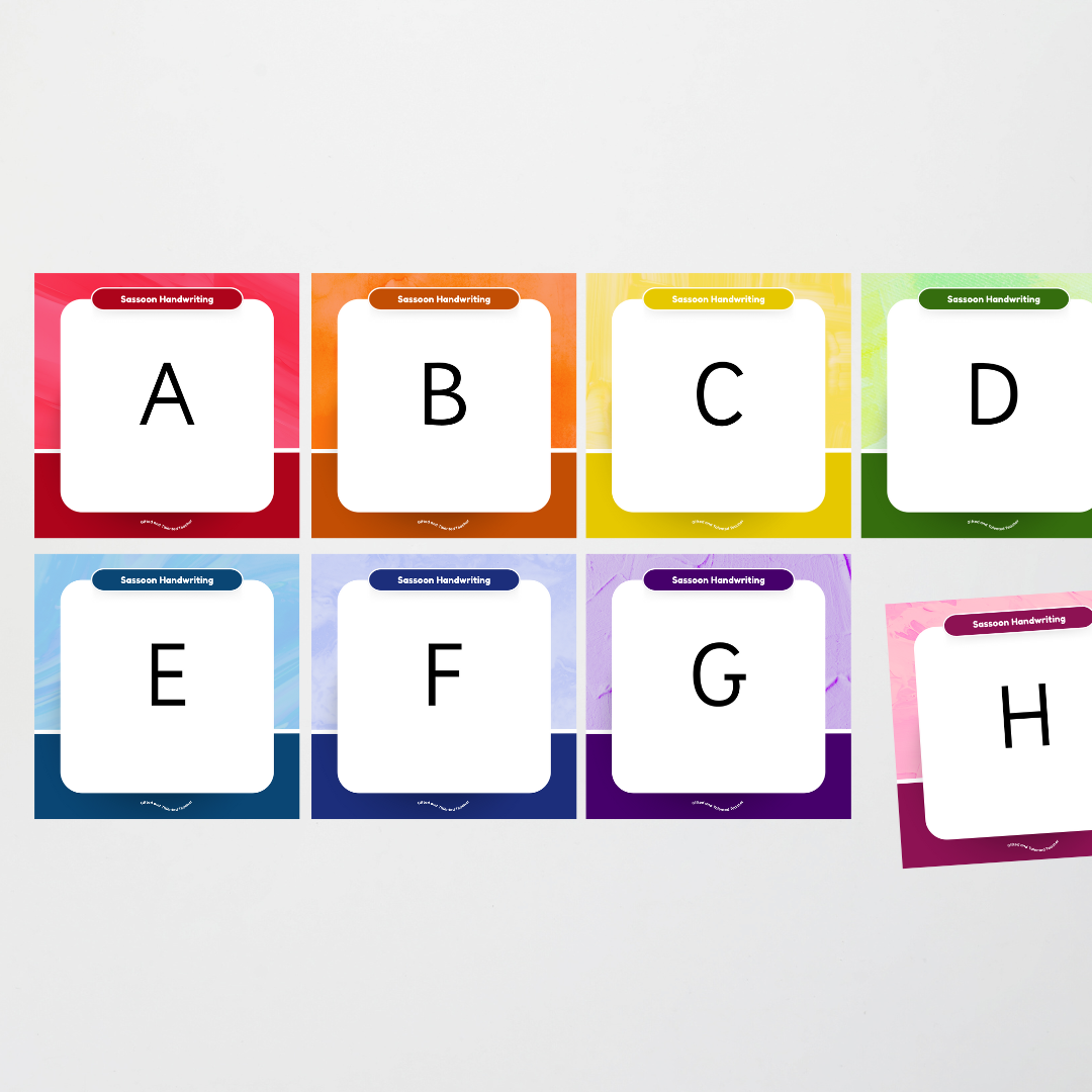 Sassoon Font: Unlined Handwriting Posters - Rainbow - Teacher Resources & Classroom Decor