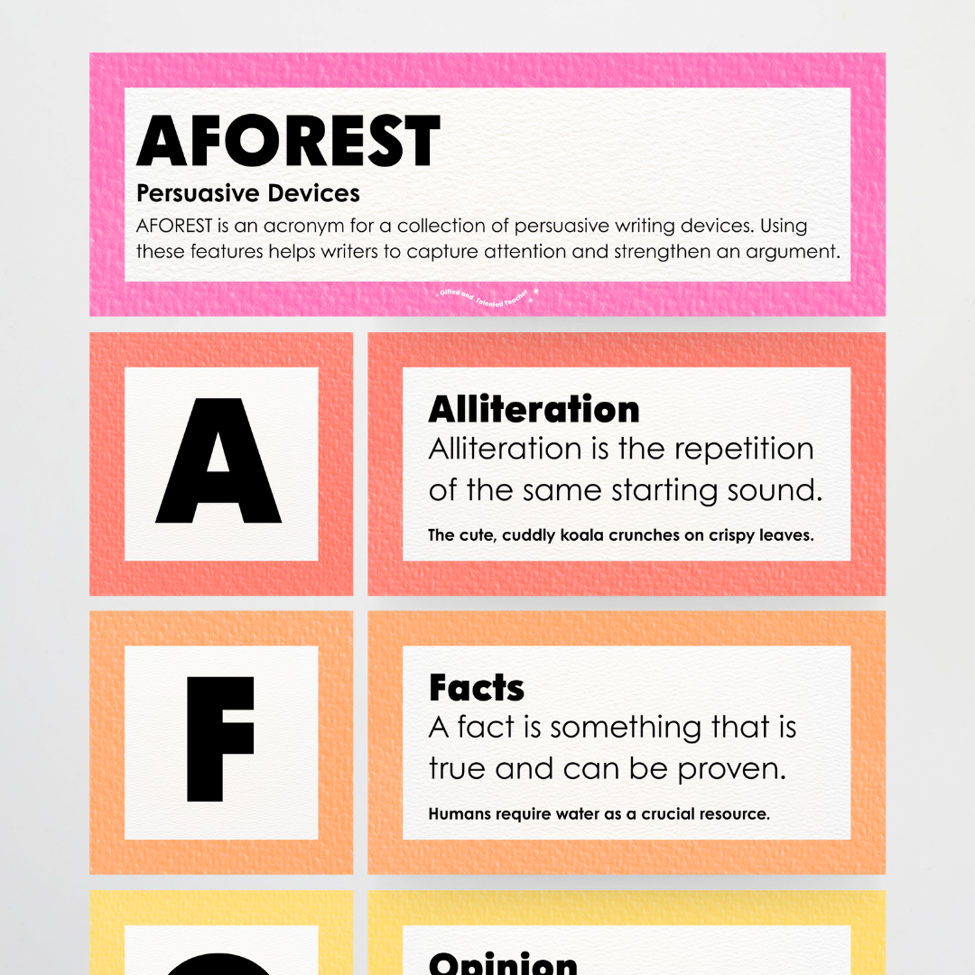 Persuasive Devices: AFOREST - Rainbow Classroom Decor