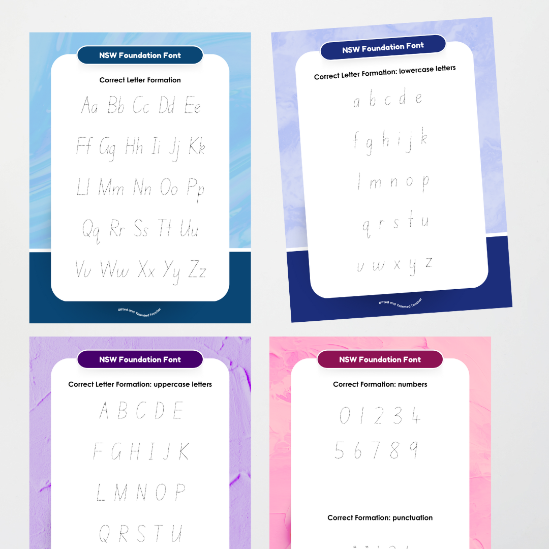 New South Wales Foundation Font Handwriting Tracing Mats - Rainbow - Teacher Resources & Classroom Decor