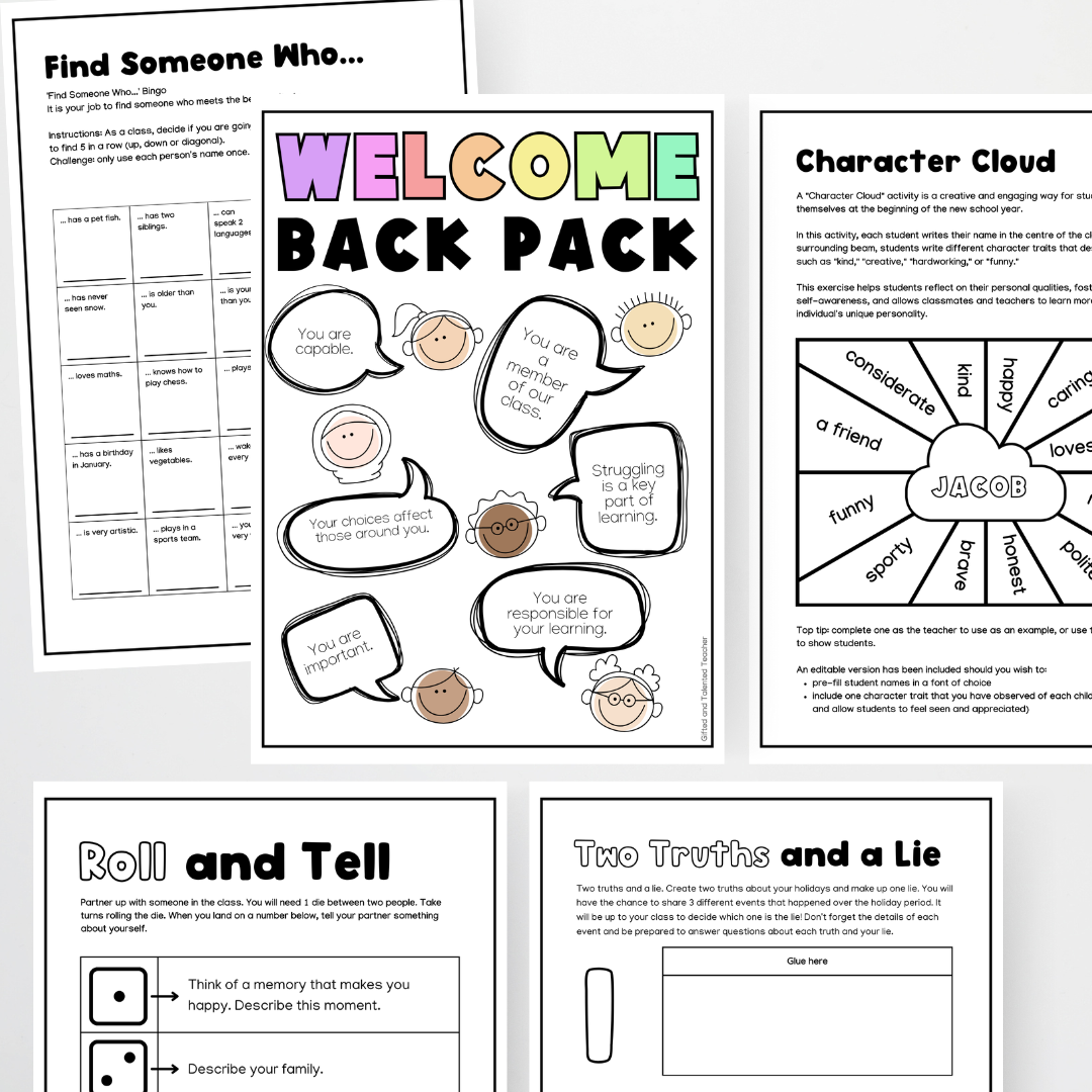 Back to School Activities - Welcome Back Pack | 2026 - Teacher Resources & Classroom Decor