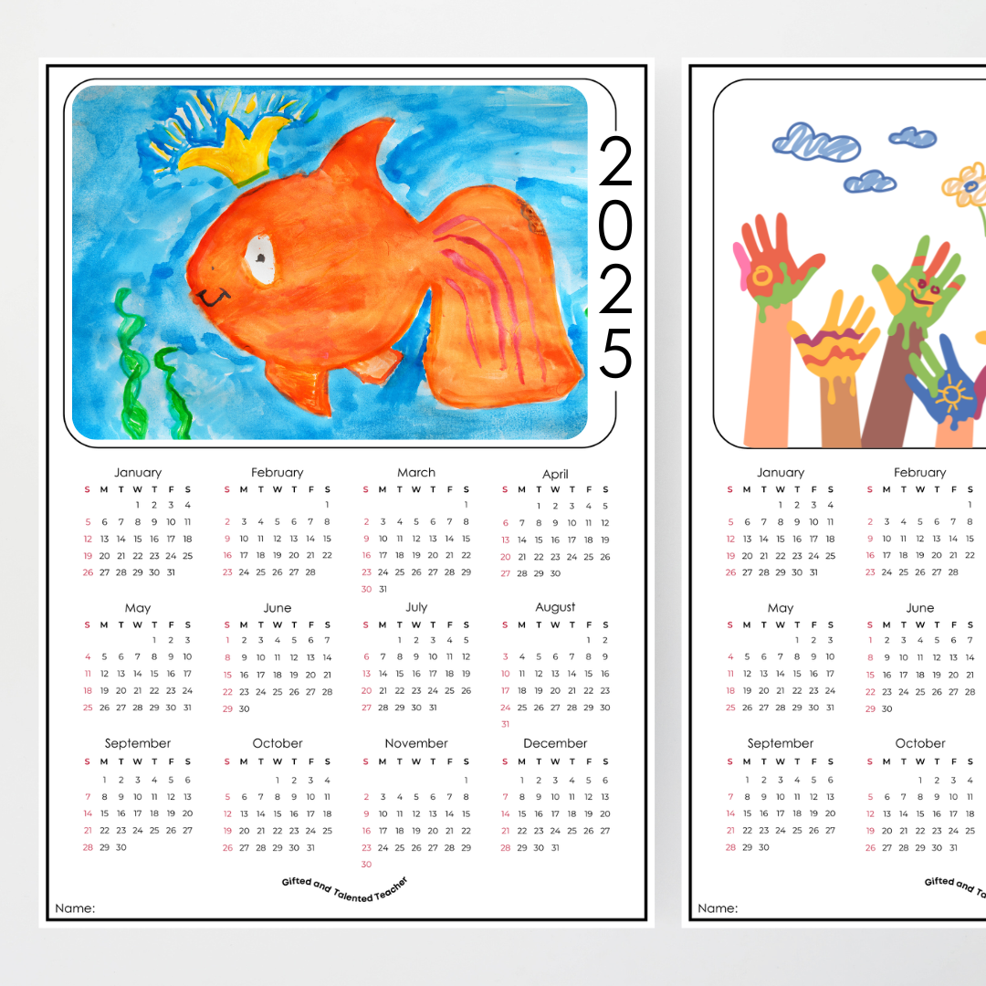 Artwork Calendar (Year Overview): 2025 and 2026 - Teacher Resources & Classroom Decor