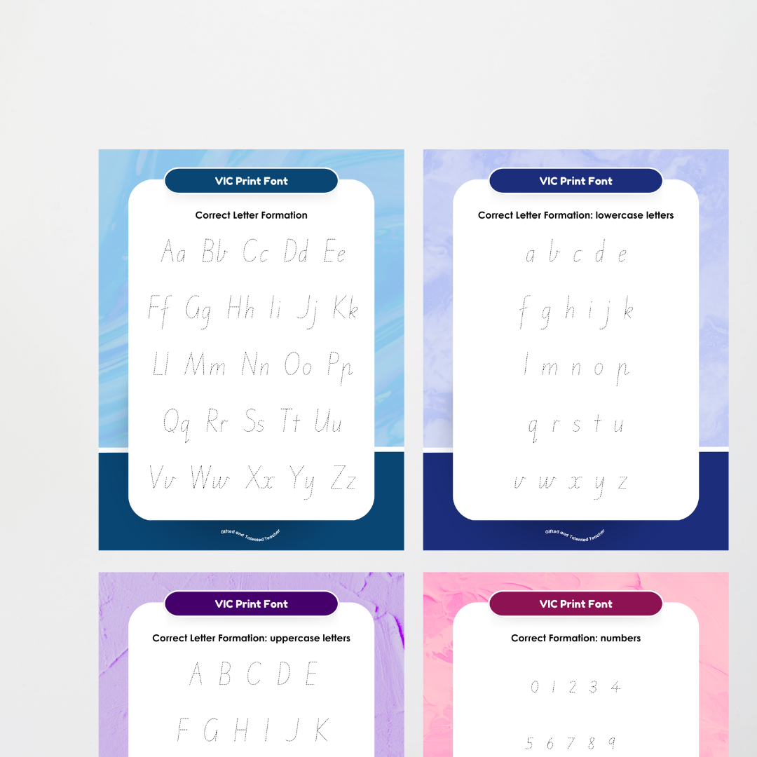 Victorian Print Font Handwriting Tracing Mats - Rainbow - Teacher Resources & Classroom Decor