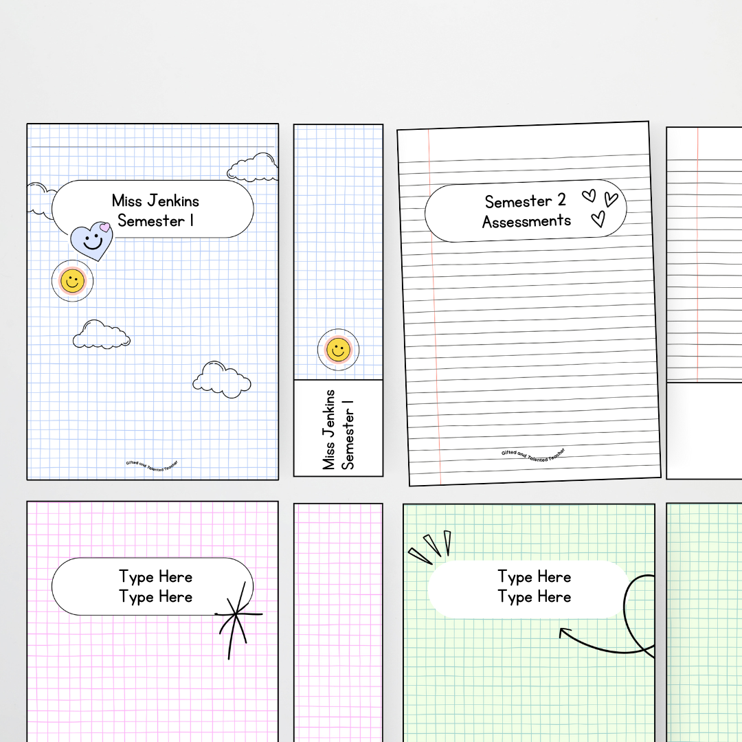 Binder Covers - School Doodles Classroom Decor - Teacher Resources & Classroom Decor