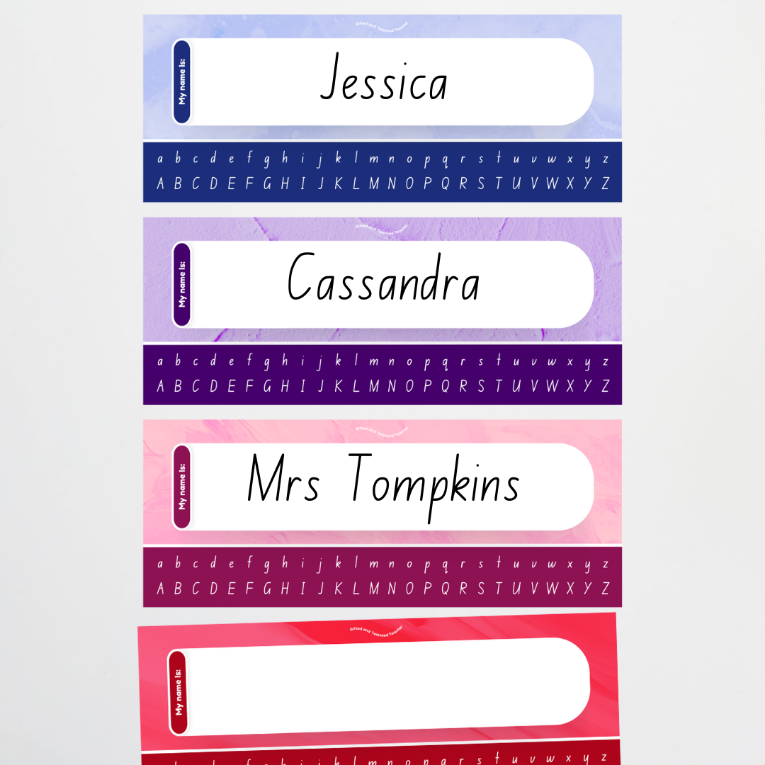 New South Wales Foundation Font Desk Plate with Handwriting Reference - Teacher Resources & Classroom Decor