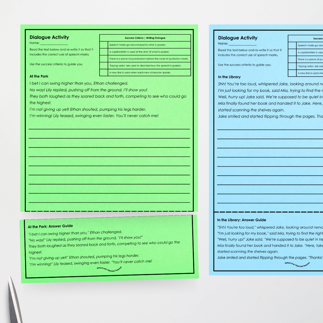 Dialogue Activity - Speech Marks Editing - Teacher Resources & Classroom Decor